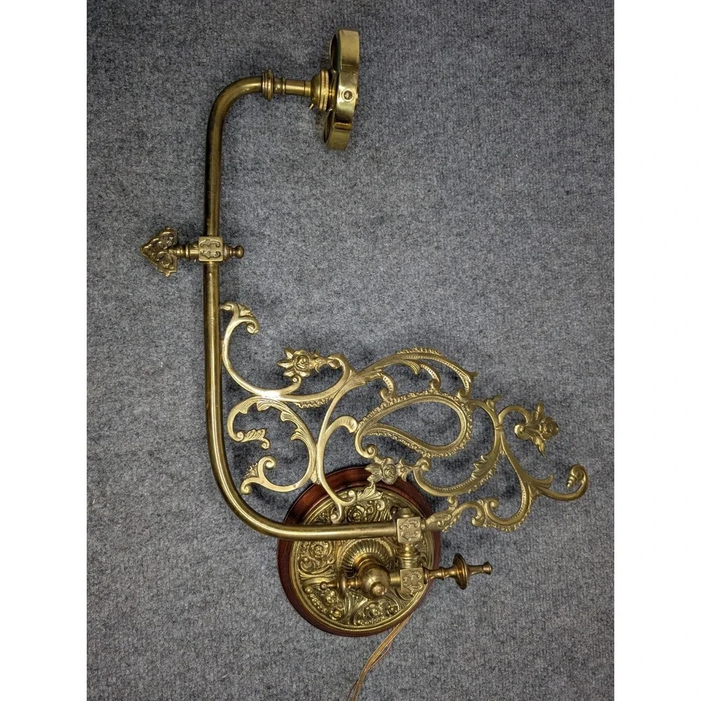 Vintage Brass Piano Candelabra WIRED Wall Sconce Electric Light‎ No Globe READ